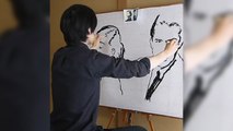 Il dessine deux portraits en même temps