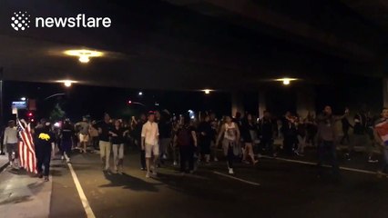 Anti-Trump protest in California spills over onto 'freeway'
