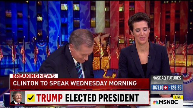 MSNBC 4 am Nov 9 Maddow notes there are only white people on MSNBC team