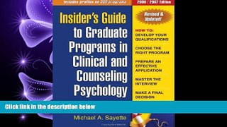 READ book  Insider s Guide to Graduate Programs in Clinical and Counseling Psychology: 2006/2007