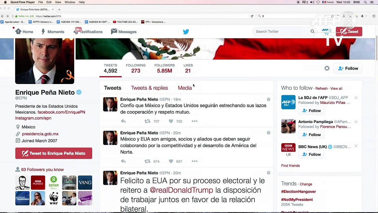 Presidente mexicano pronto para trabalhar com Trump