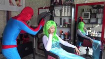 Frozen Elsa vs Spiderman Play with Big Ball Pink Spidey Captain Fun Superheroes movie in real life