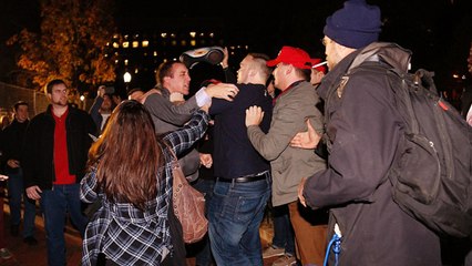 Donald Trump and Hillary Clinton Supporters Fight Outside the White House