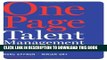 [READ] EBOOK One Page Talent Management: Eliminating Complexity, Adding Value ONLINE COLLECTION