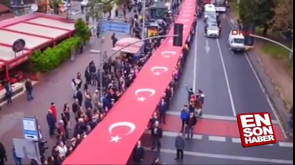 1011 metrelik bayrakla Ata'ya saygı yürüyüşü