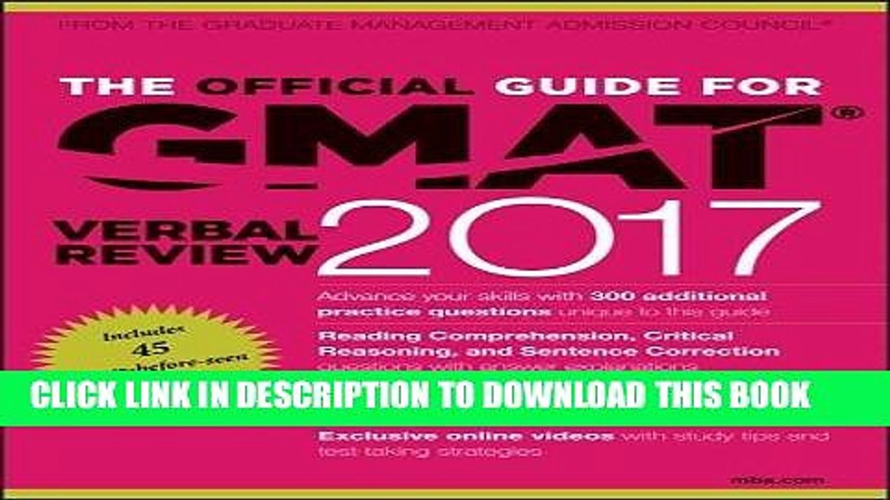 Read Now The Official Guide for GMAT Verbal Review 2017 with Online Question Bank and Exclusive