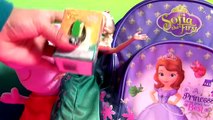 Elsa Backpack Surprise of Princess Sofia the First Surprise Eggs with PeppaPig Disney Frozen toys