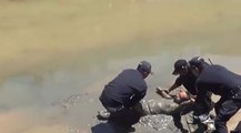 Un homme ivre repêché dans une rivière.