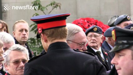 Prince Harry arriving at Remembrance Day memorial