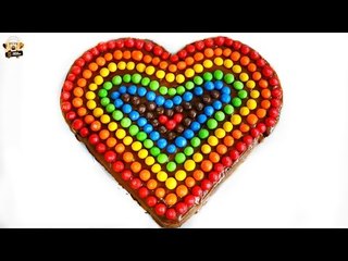 VALENTINES DAY RAINBOW M&M HEART CAKE