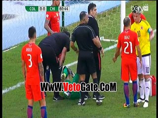 اصابة "فيدال و برافو" خلال مباراة تشيلى وكولومبيا