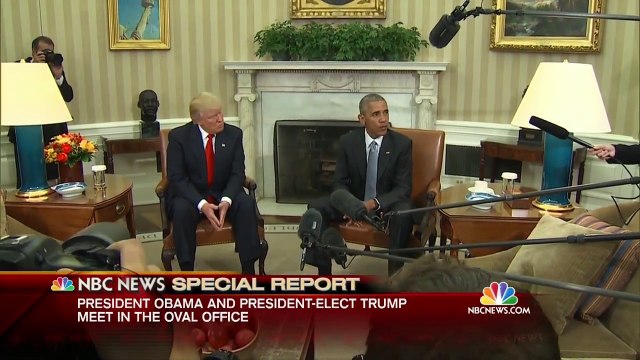 President Obama meets with President-elect Donald Trump at White House in Oval Office