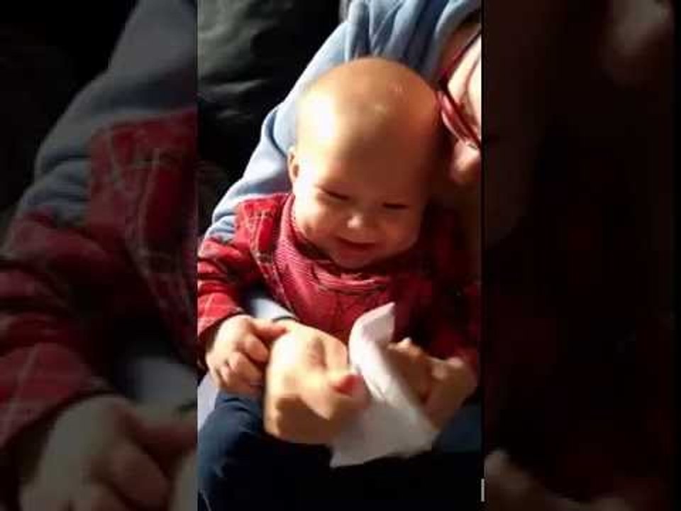 5-Month-Old Baby Laughs Hysterically at Paper
