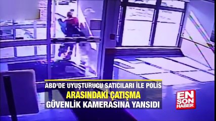 Uyuşturucu satıcılarıyla polis arasındaki çatışma güvenlik kamerasında