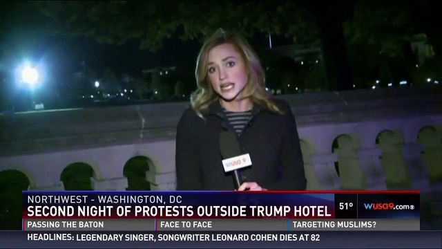 Crowds continue to protest outside Trump's D.C. hotel