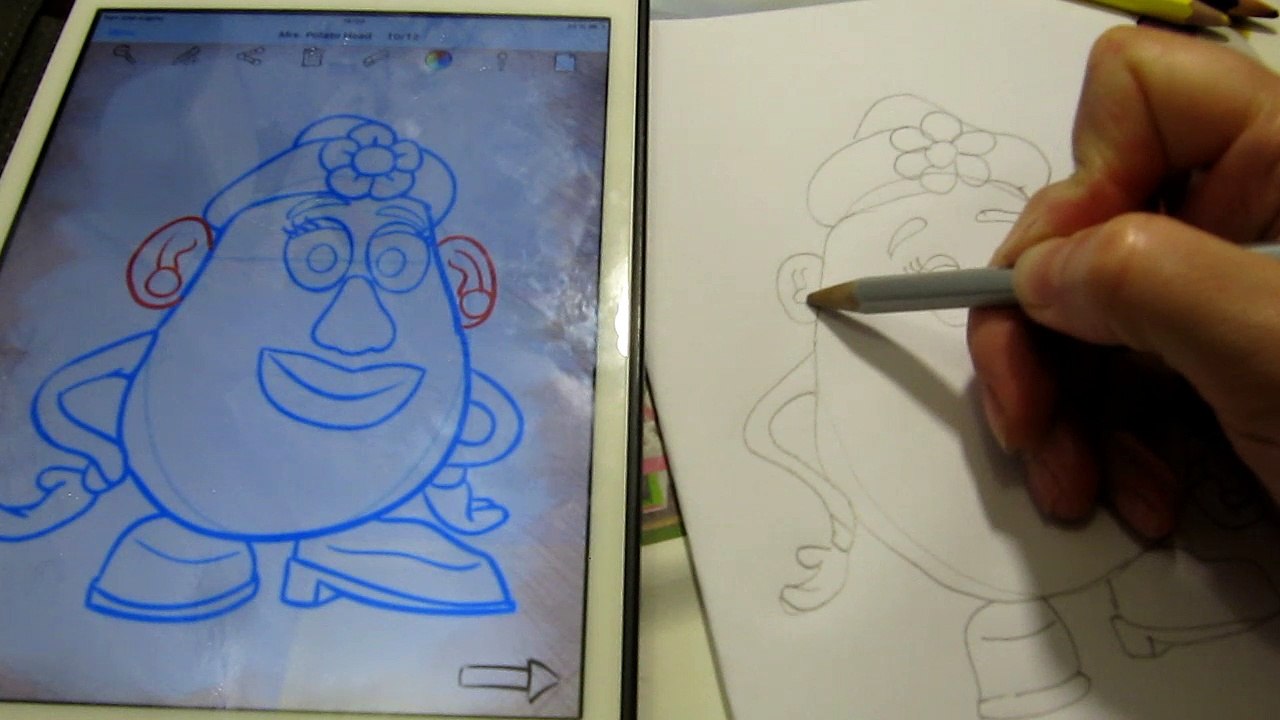 How to draw Toy Story Mrs. Potato Head for kids Как нарисовать История игрушек  Mrs. Potato Head