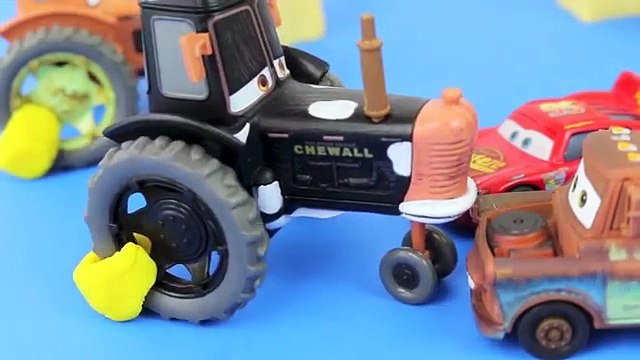 Disney Cars PRANKS Tractor Tipping Play-Doh Boot Prank by Frank on Lightning McQueen Mater