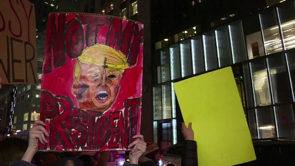 People protest against Donald Trump in NY