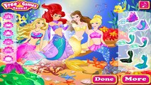 Disney Princess Elsa Rapunzel Ariel Belle Cinderella as Mermaids - Princess Dress Up Game for Girls