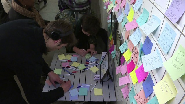 New Yorkers vent Trump anger on subway Post-it notes