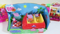 Peppa Pig Picnic Adventure Car Playset & Shopkins Toys Desserts Grocery Shopping!