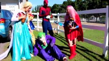 Frozen Elsa RAINBOW BUTT! w_ Spiderman Joker Maleficent Spidergirl Babies Chocolate! Superhero IRL - YouTube