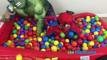 GIANT BALL PIT SURPRISE TOYS CHALLENGE Disney Cars Toys Spiderman vs Hulk Surprise Eggs for Kids-ZcSKtRFFE7M