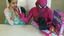 Pink Spider Girl and frozen Elsa Giant candy! Spider-Man vs. The Joker Super Heroes