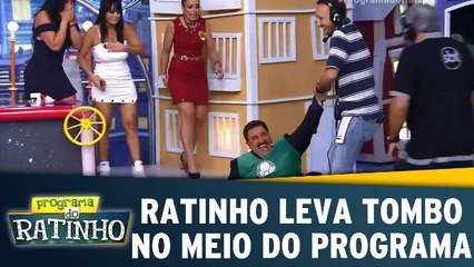 Ratinho leva tombo no meio do programa