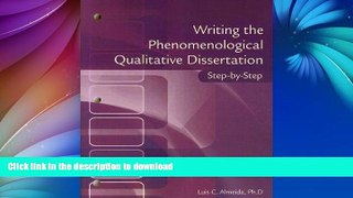 FAVORITE BOOK  Writing the Phenomenological Doctoral Dissertation Step-by-Step  BOOK ONLINE