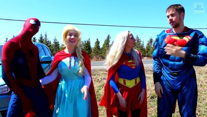 Spiderman & Frozen Elsa vs BEES! w/ Pink Spidergirl, Maleficent & Joker, Anna, Superman & Prank :)