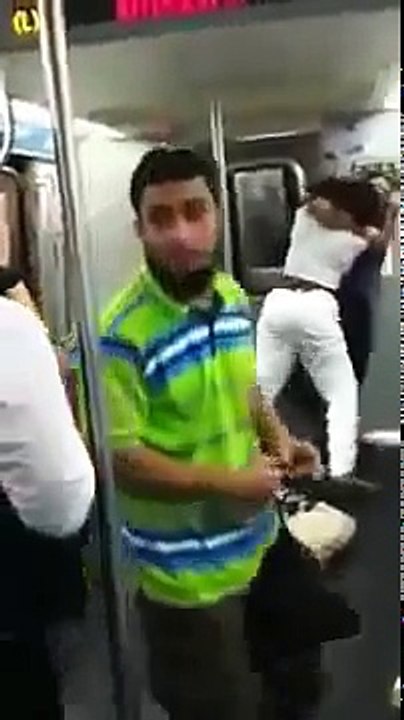 NYC Subway L Train Mother Fight with baby stroller rolling