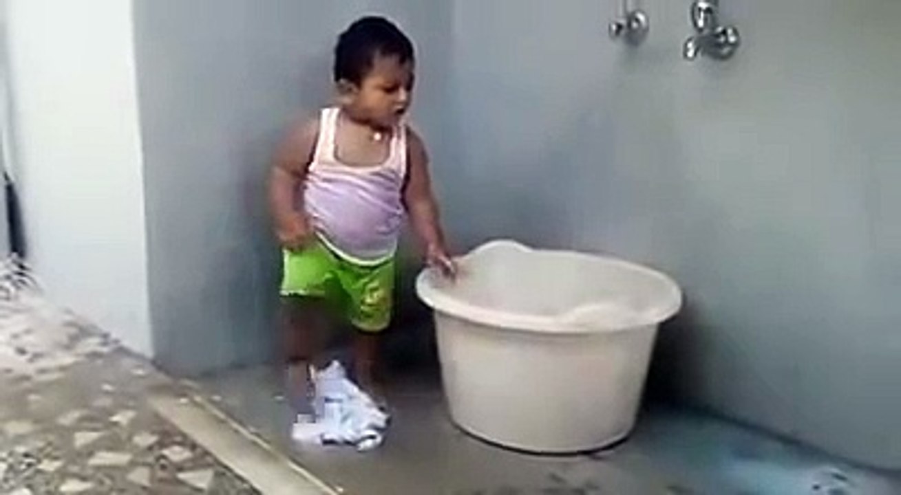 New Baby Funny Videos 2016 Indian Baby Washing Clothes Whatsapp Video Latest -