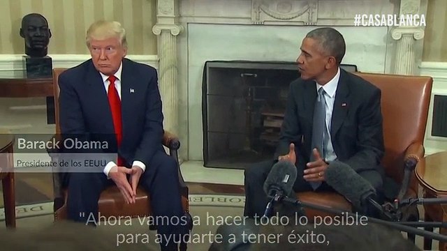 El histórico (e incómodo) apretón de manos entre Trump y Obama