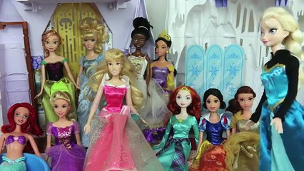 Frozen Disney Princess Barbie Sleepover Party ❤ Elsa Anna Rapunzel Ariel Mermaid Cinderella Belle