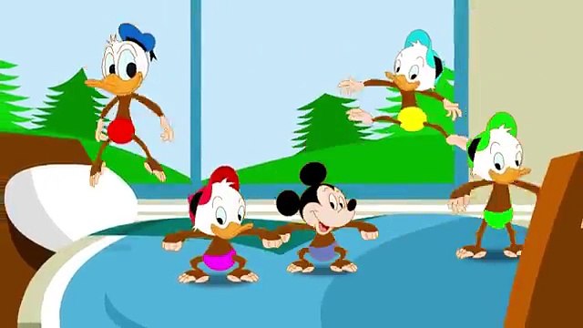 Микки Маус пять маленьких обезьянок прыгали на кровати - Russian Five Little Monkeys