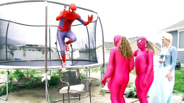 Pink Spidergirl Twins Eat Giant Donut vs Spiderman and Frozen Elsa Funny Superhero Movie Real Life