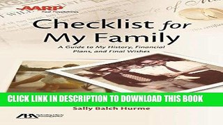 Best Seller ABA/AARP Checklist for My Family: A Guide to My History, Financial Plans and Final