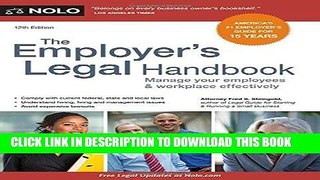 Ebook Employer s Legal Handbook, The: Manage Your Employees   Workplace Effectively Free Read