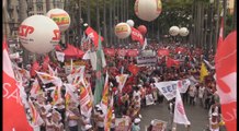 Centrales sindicales protestan en rechazo al ajuste fiscal propuesto de Temer