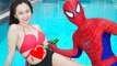 Spiderman Frozen Elsa Anna Prank in Pool vs Joker Harley Quinn Superman Hulk Superhero in real life