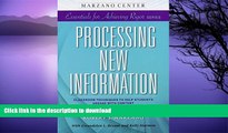 FAVORITE BOOK  Processing New Information: Classroom Techniques to Help Students Engage With