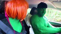 Hulk & Lady Hulk Break Up ! w Spiderman, Frozen Elsa, Pink Spidergirl, Joker & Candy