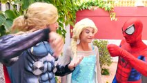 Thor loses his legs becomes a horse w Frozen Elsa Spiderman Joker Candy