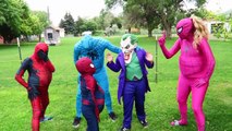 Spider-man & Frozen Elsa Eat Giant Donut vs Joker Funny Prank Deadpool Batman Superhero Comic Movie