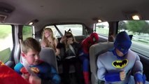 Superhero CARPOOL RIDE DANCE PARTY Spiderman Batman Superman Dog Wonder Woman FUNNY VIDEO Comics