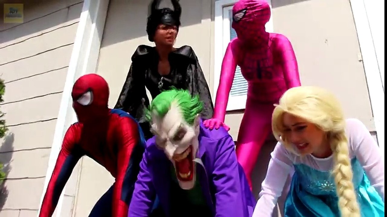 Frozen Elsa REVEALS Spiderman’s UNDERWEAR! w_ Joker Maleficent Spidergirl TOYS! Superheroes IRL -) - YouTube