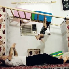Dad makes indoor monkey-bars set for daughter