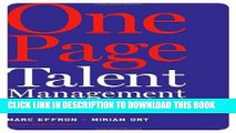 Best Seller One Page Talent Management: Eliminating Complexity, Adding Value Free Read