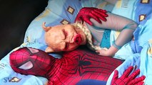 FROZEN ELSA PRANK vs SPIDERMAN in Real Life w/ Pink Spidergirl vs Joker Maleficent - Superhero Fun
